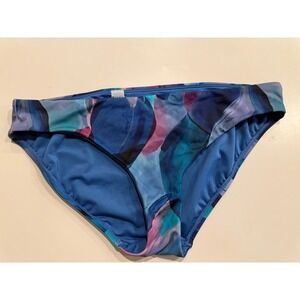 Athleta Blue Purple Abstract Floral Bikini Bottoms Swimwear Size Medium RN 54023